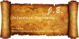 Jelencsik Barnabás névjegykártya